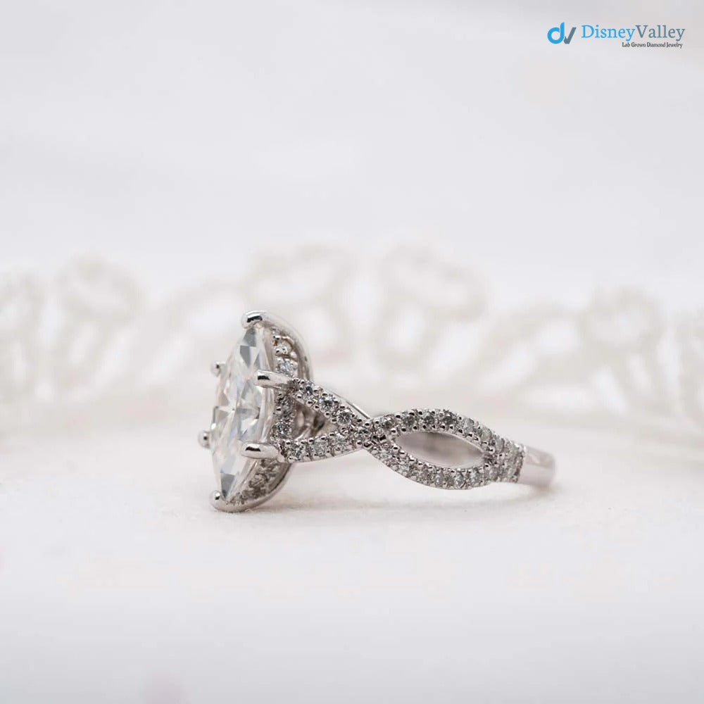 The Zelmera Ring 2.35ct D-E VVS1 Marquise Cut Shoulder Set Engagement Ring - DisneyValley 