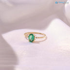 Oval Emerald Ring for Women Solid Gold Emerald Engagement Ring - DisneyValley 