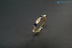 Blue Sapphire and Diamond Wedding Ring in 14K Yellow Gold Unique Wedding Band - DisneyValley 