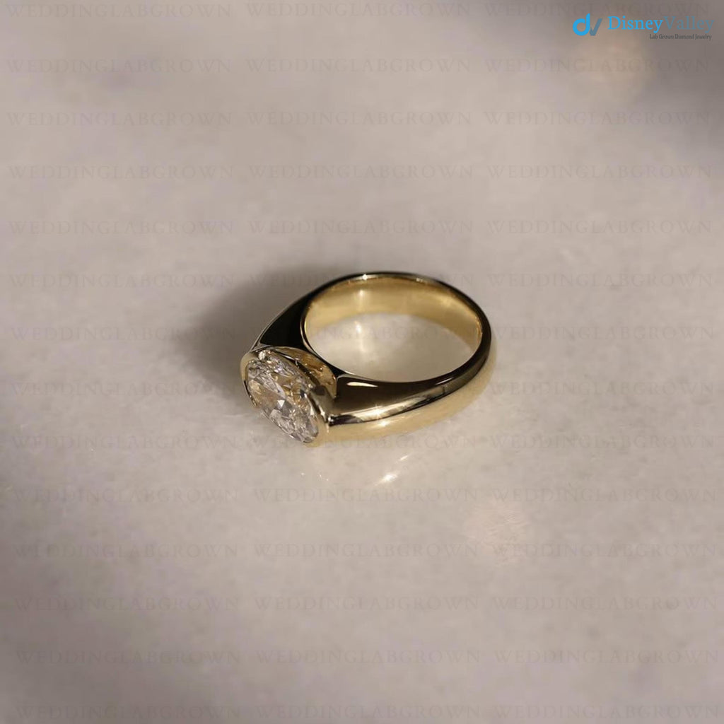 2.5 CT Oval Cut Lab Grown Diamond Ring Solid Gold engagement Ring - DisneyValley 