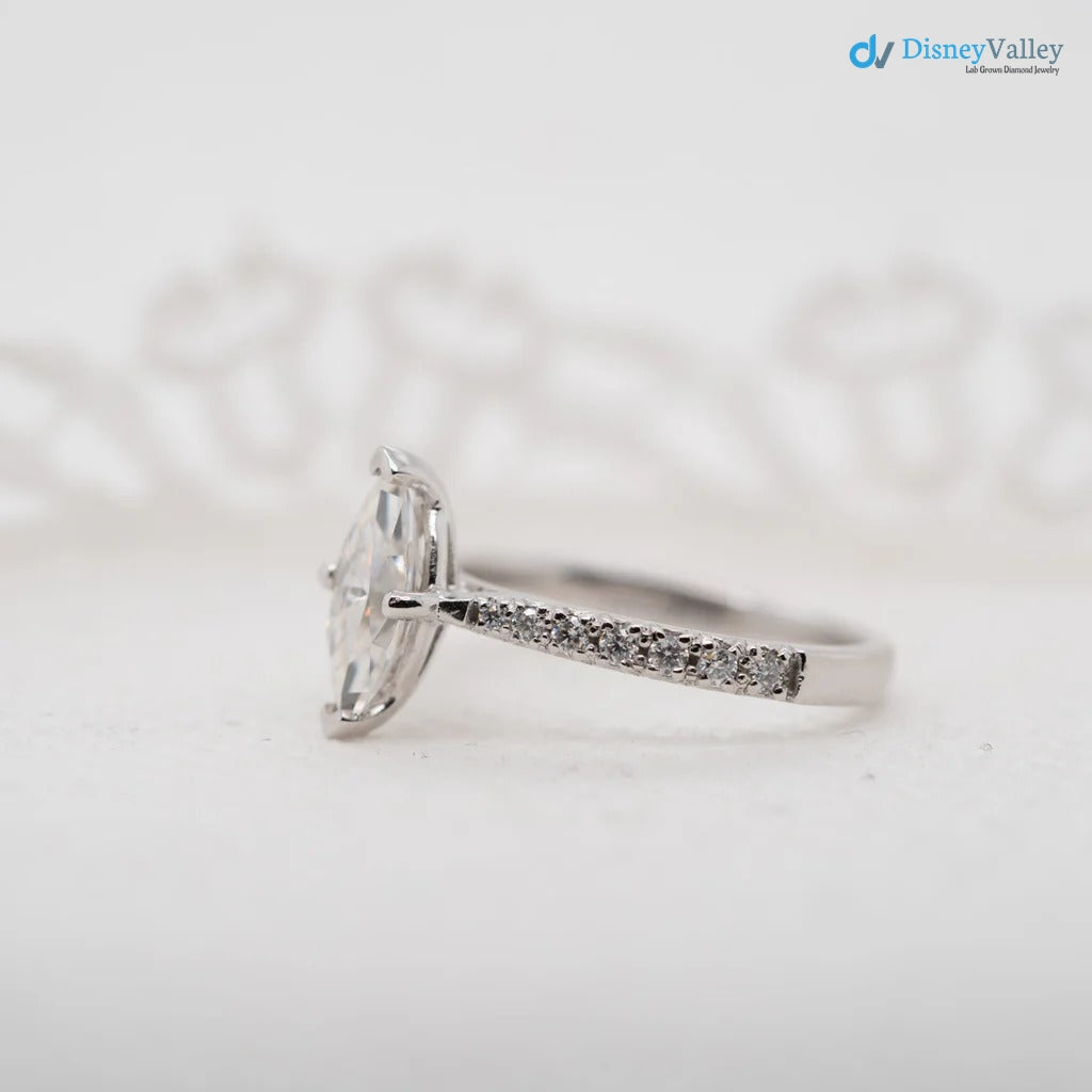 The Nouveau Ring Lab Diamond Marquise Cut Shoulder Set Engagement Ring - DisneyValley 