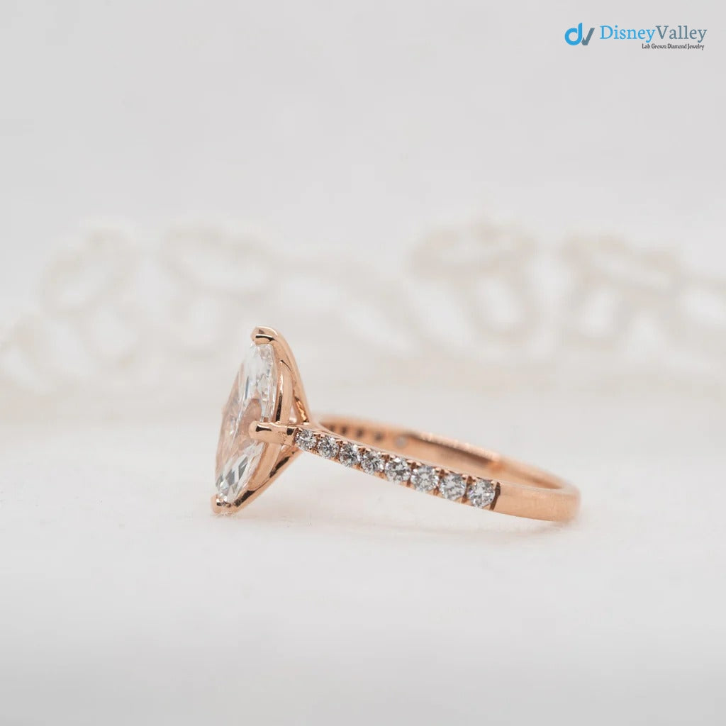 The Nouveau Ring Lab Diamond Marquise Cut Shoulder Set Engagement Ring - DisneyValley 