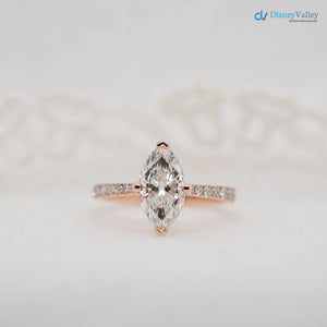 The Nouveau Ring Lab Diamond Marquise Cut Shoulder Set Engagement Ring - DisneyValley 