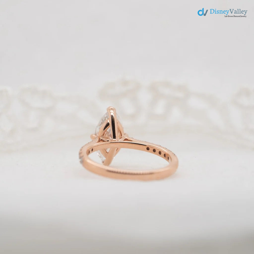 The Nouveau Ring Lab Diamond Marquise Cut Shoulder Set Engagement Ring - DisneyValley 