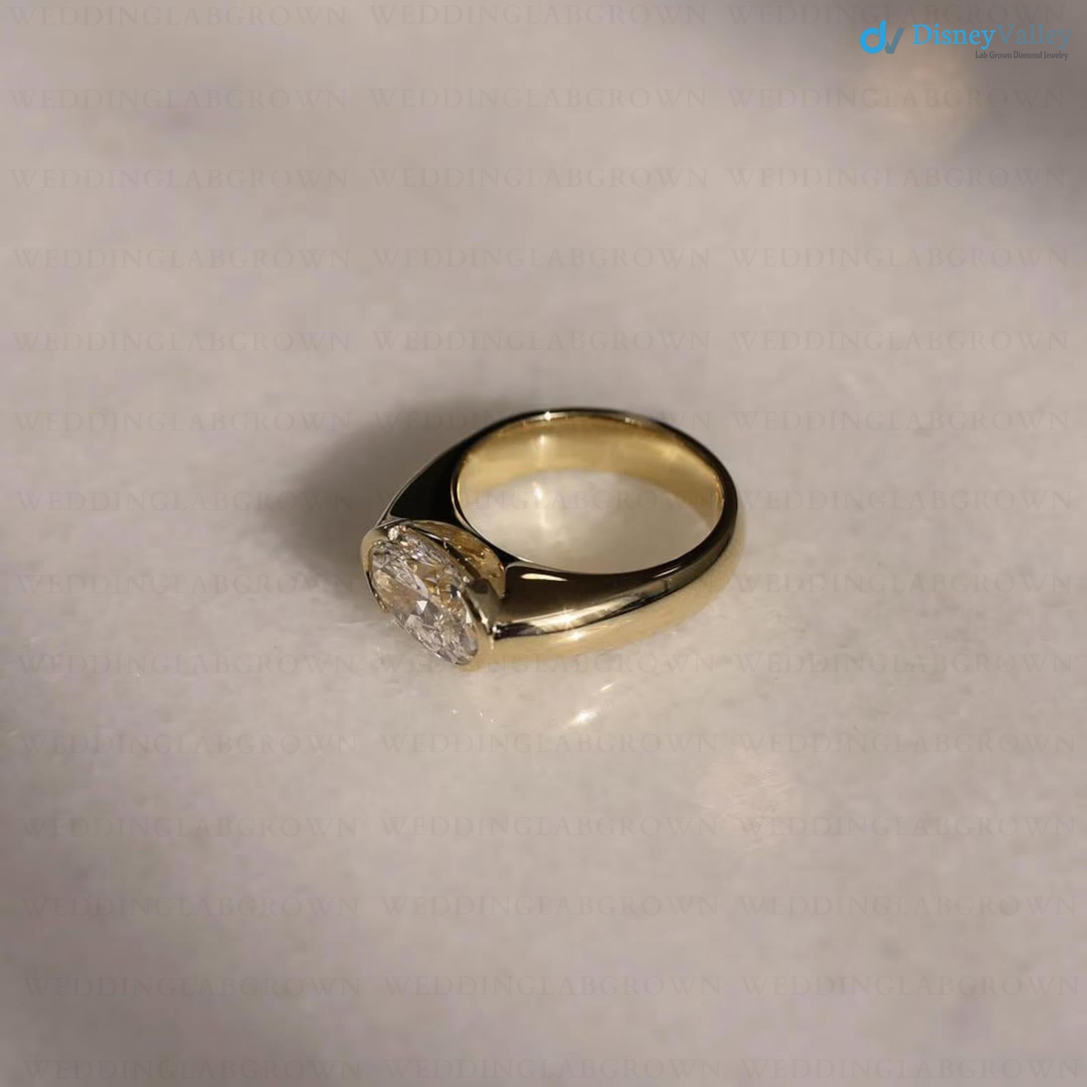 2.5 CT Oval Cut Lab Grown Diamond Ring Solid Gold engagement Ring - DisneyValley 