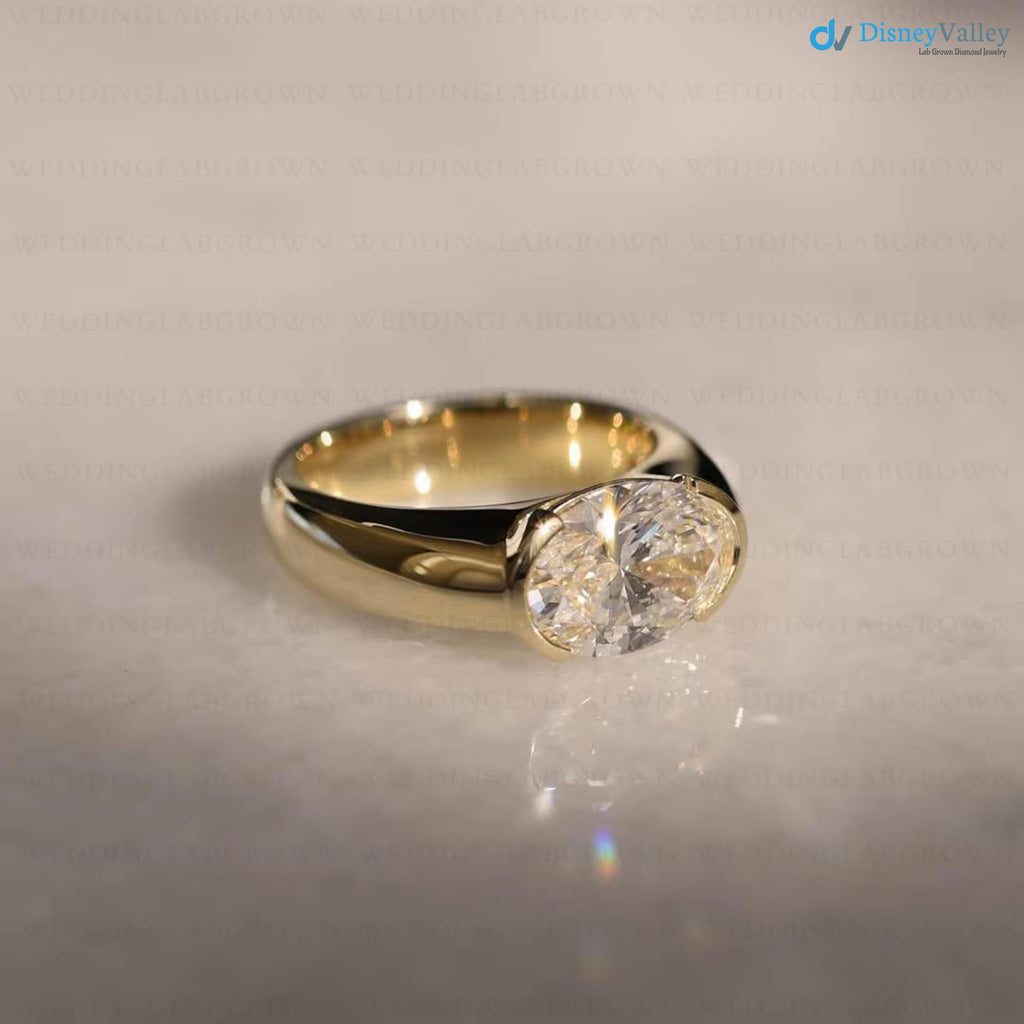 2.5 CT Oval Cut Lab Grown Diamond Ring Solid Gold engagement Ring - DisneyValley 
