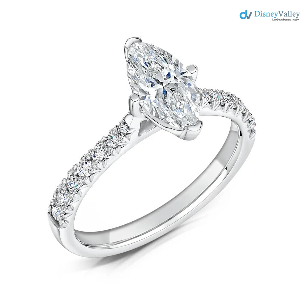 The Nouveau Ring Lab Diamond Marquise Cut Shoulder Set Engagement Ring - DisneyValley 