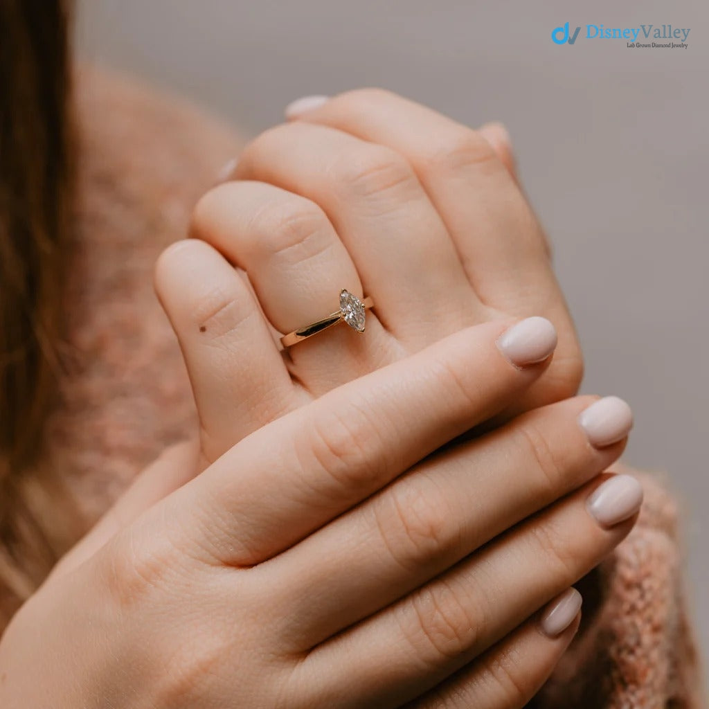 The Ottilie Ring Marquise Lab Diamond Timeless Engagement Solitaire Rings - DisneyValley 