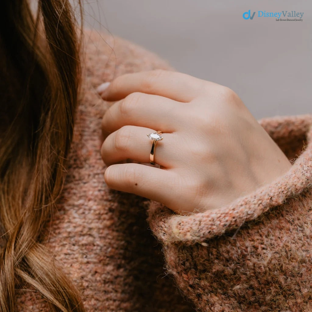 The Ottilie Ring Marquise Lab Diamond Timeless Engagement Solitaire Rings - DisneyValley 