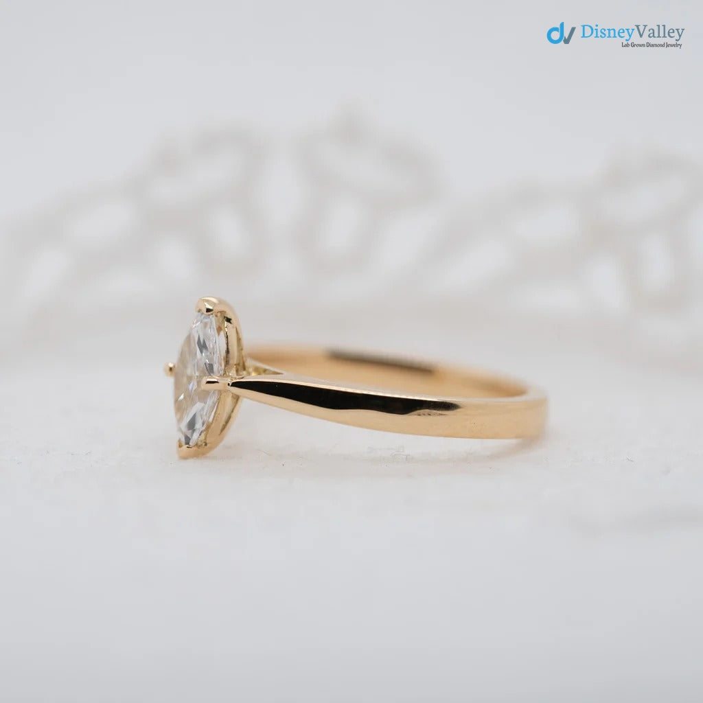 The Ottilie Ring Marquise Lab Diamond Timeless Engagement Solitaire Rings - DisneyValley 