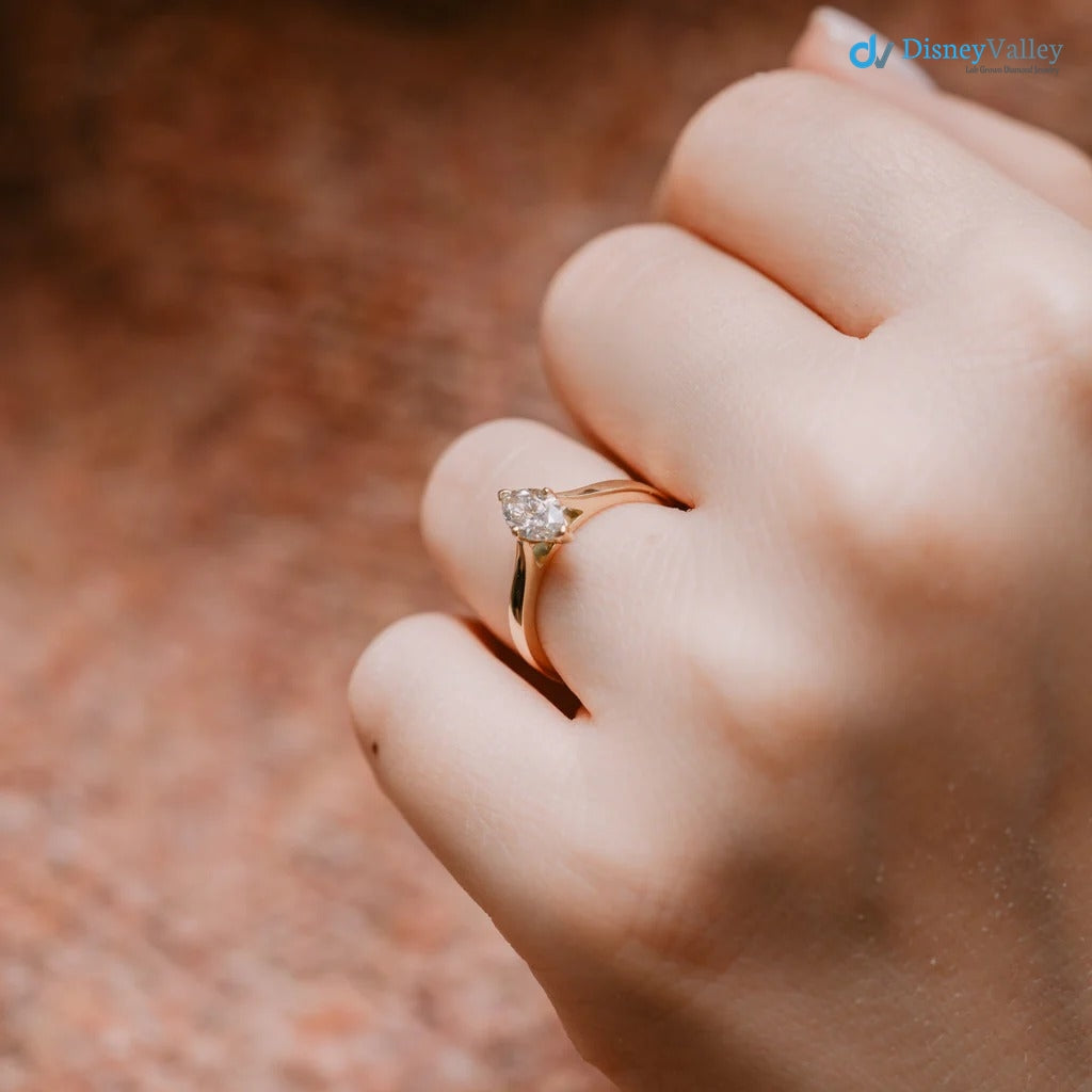 The Ottilie Ring Marquise Lab Diamond Timeless Engagement Solitaire Rings - DisneyValley 