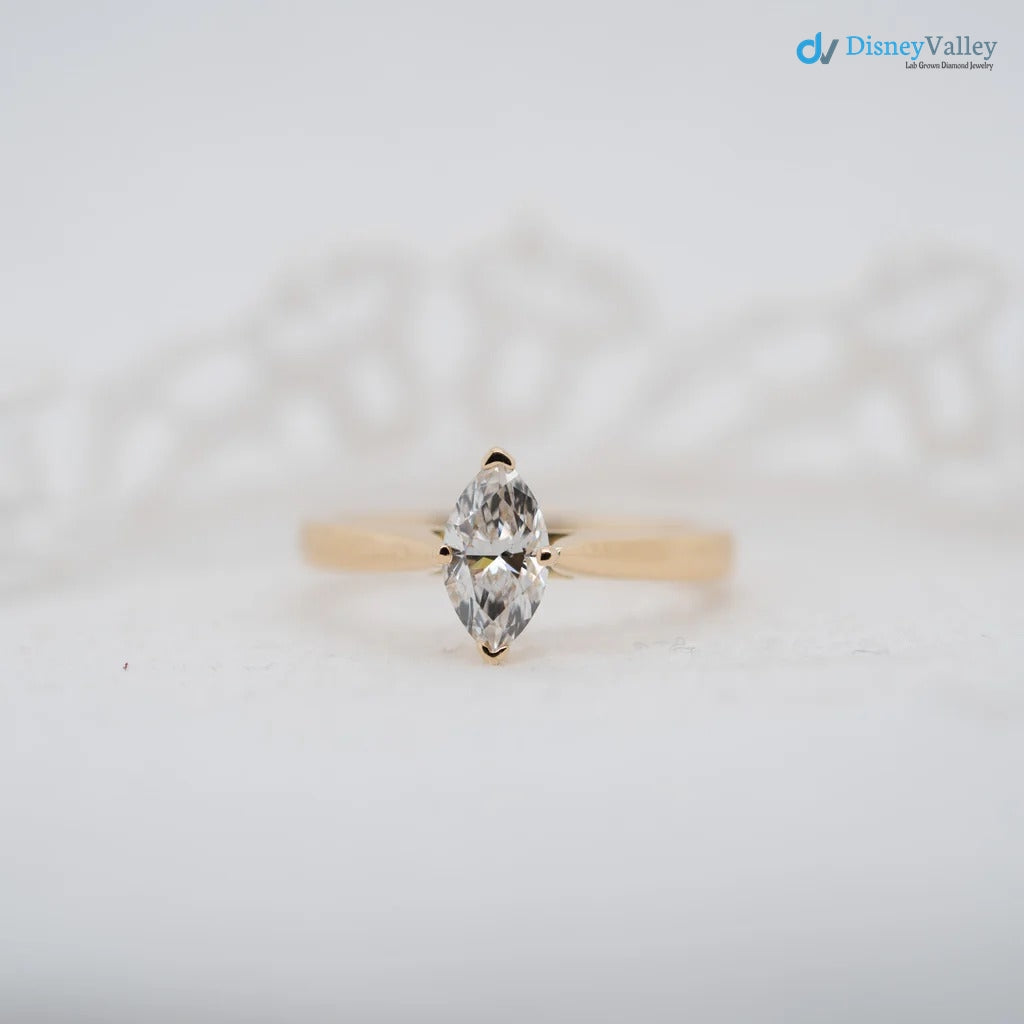 The Ottilie Ring Marquise Lab Diamond Timeless Engagement Solitaire Rings - DisneyValley 
