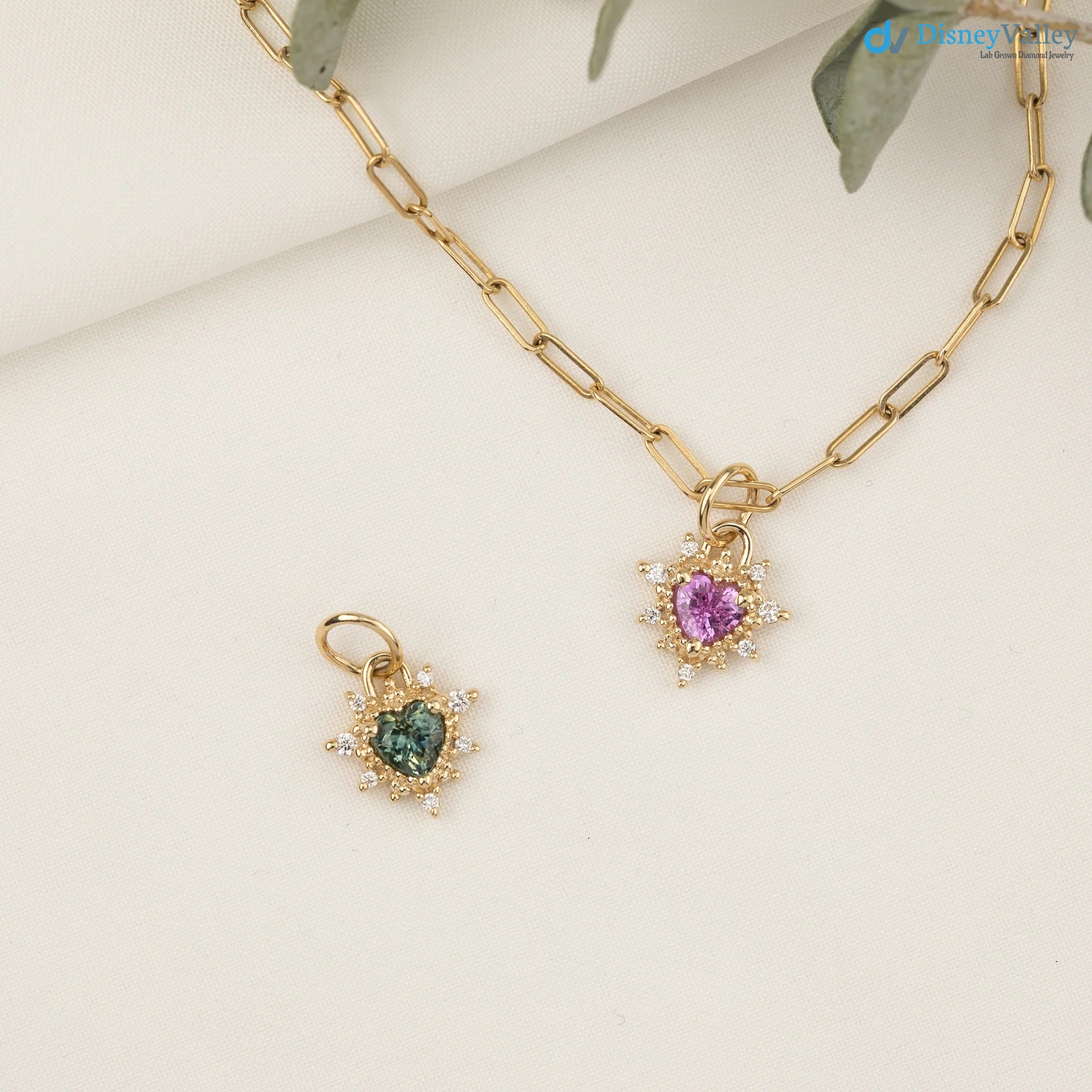 1 caret Heart diamond halo Charm Necklace an pendent Main image