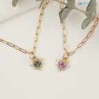 1 caret Heart diamond halo Charm Necklace an pendent