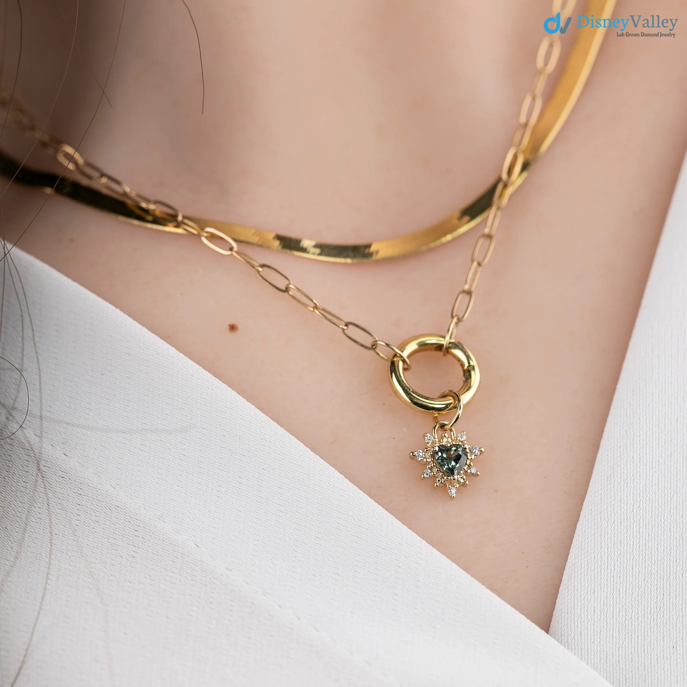 1 caret Heart diamond halo Charm Necklace an pendent