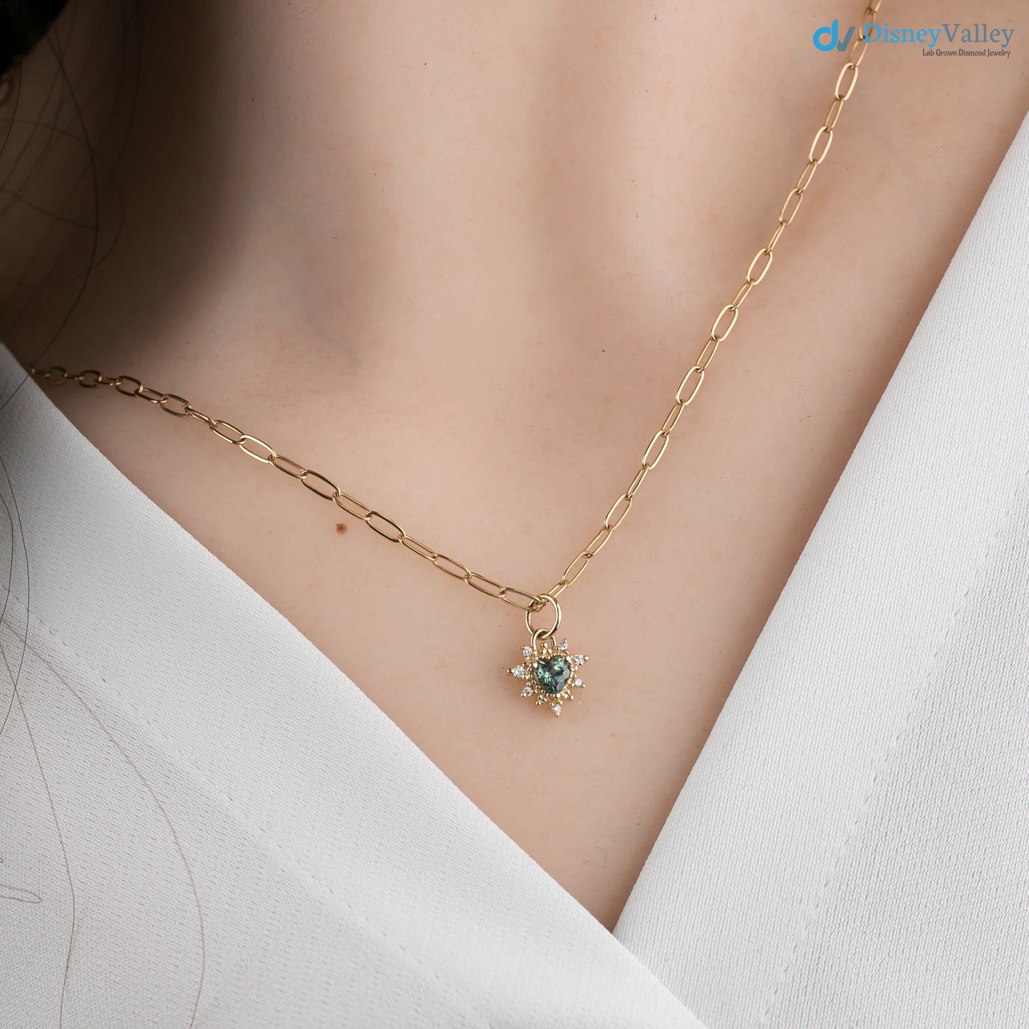 1 caret Heart diamond halo Charm Necklace an pendent