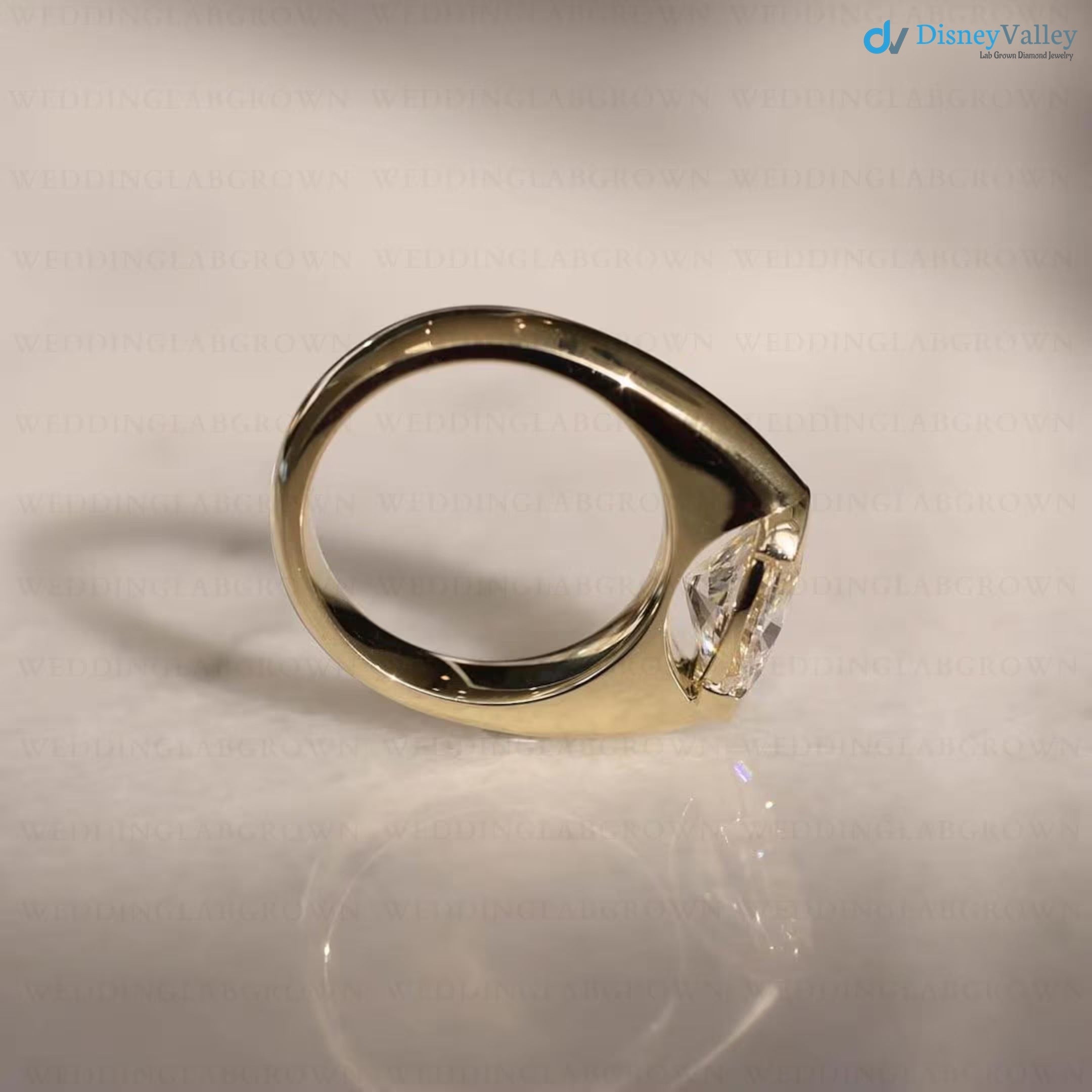 2.5 CT Oval Cut Lab Grown Diamond Ring Solid Gold engagement Ring - DisneyValley 