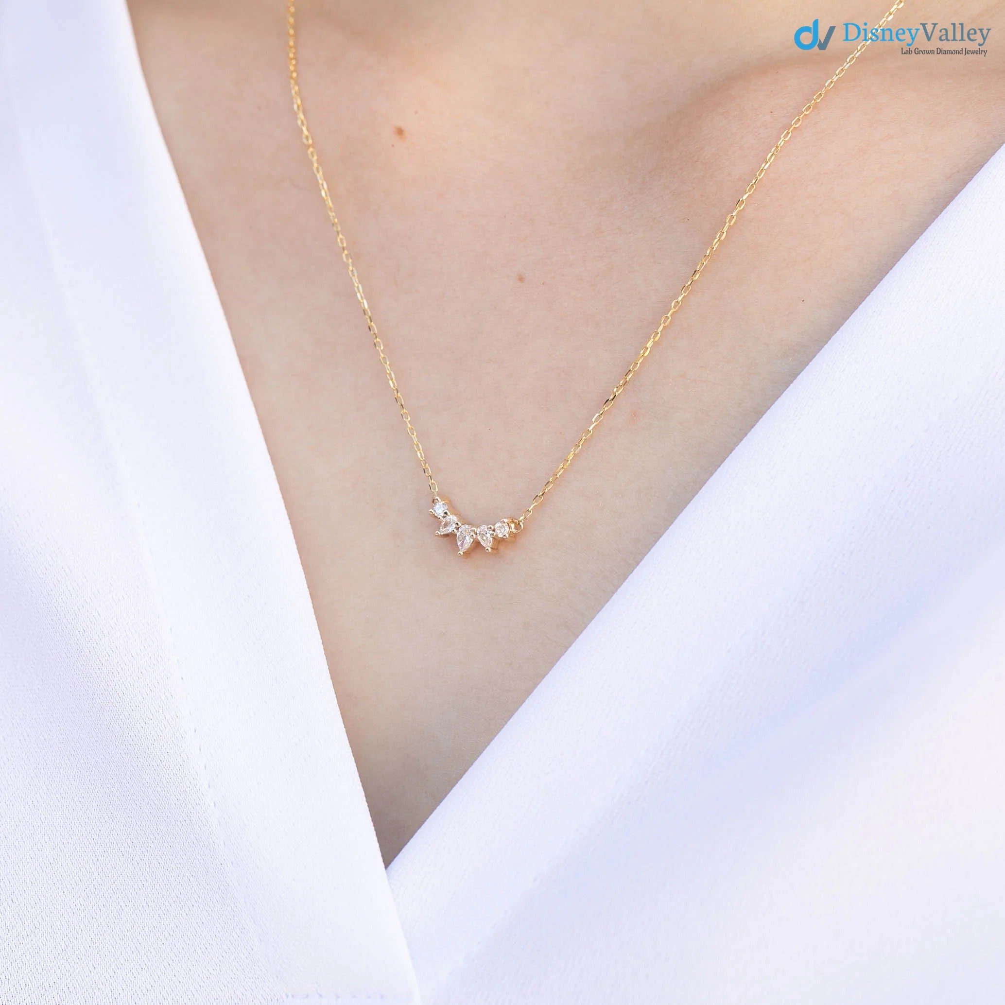 5 pear diamond Gloria Curved Diamond Necklace