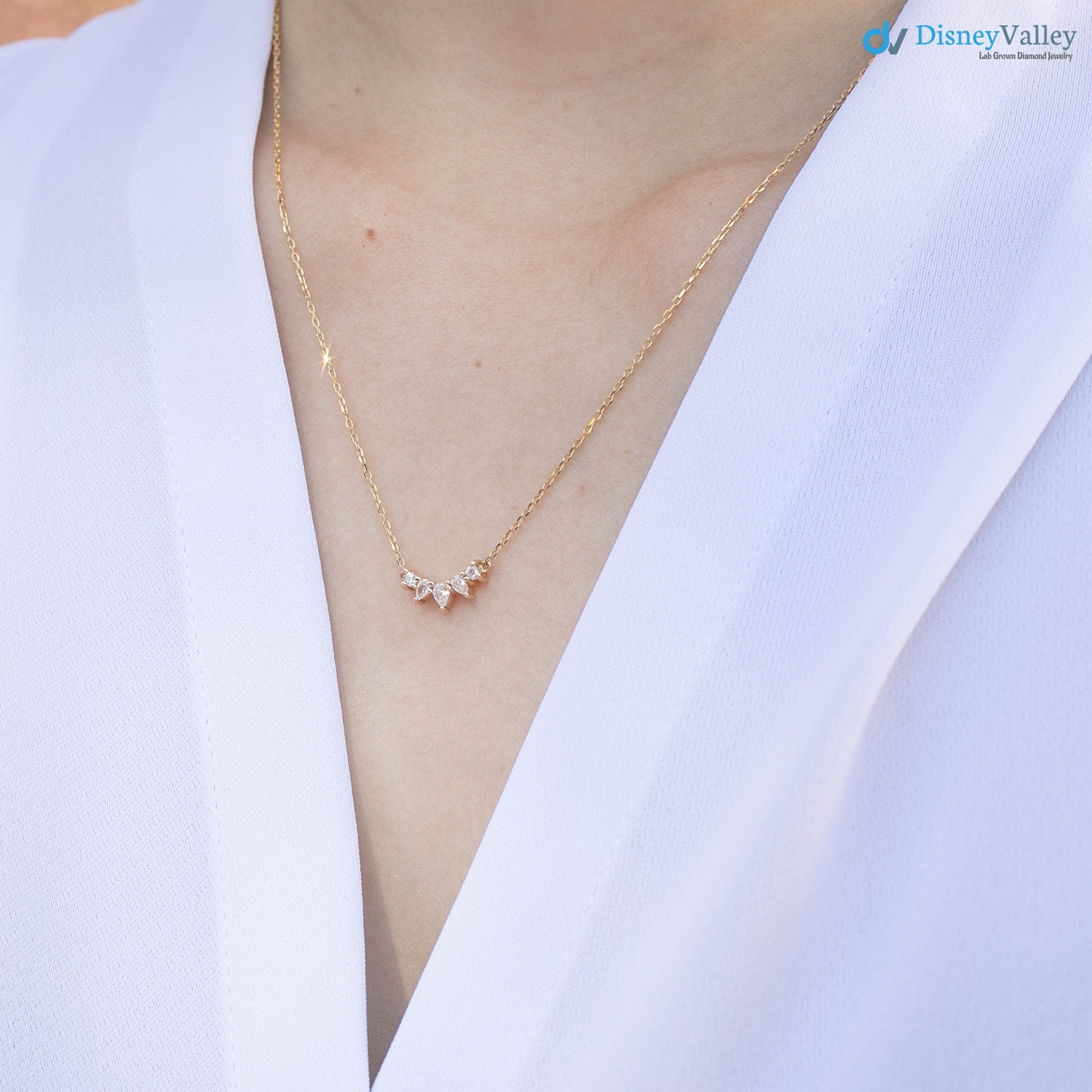 5 pear diamond Gloria Curved Diamond Necklace