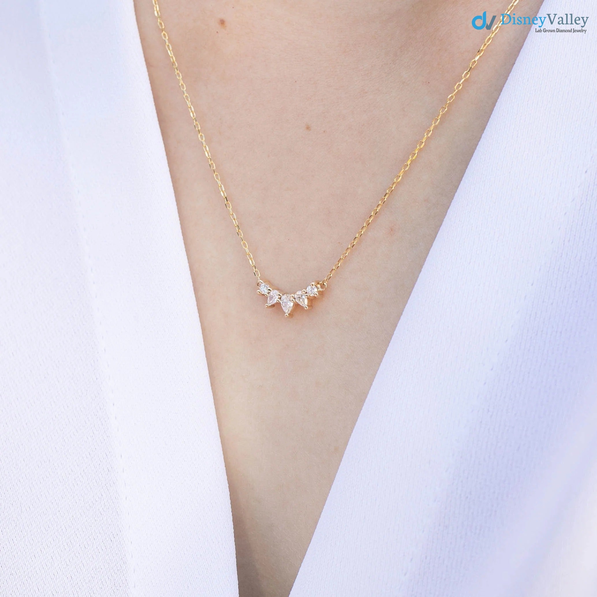 5 pear diamond Gloria Curved Diamond Necklace