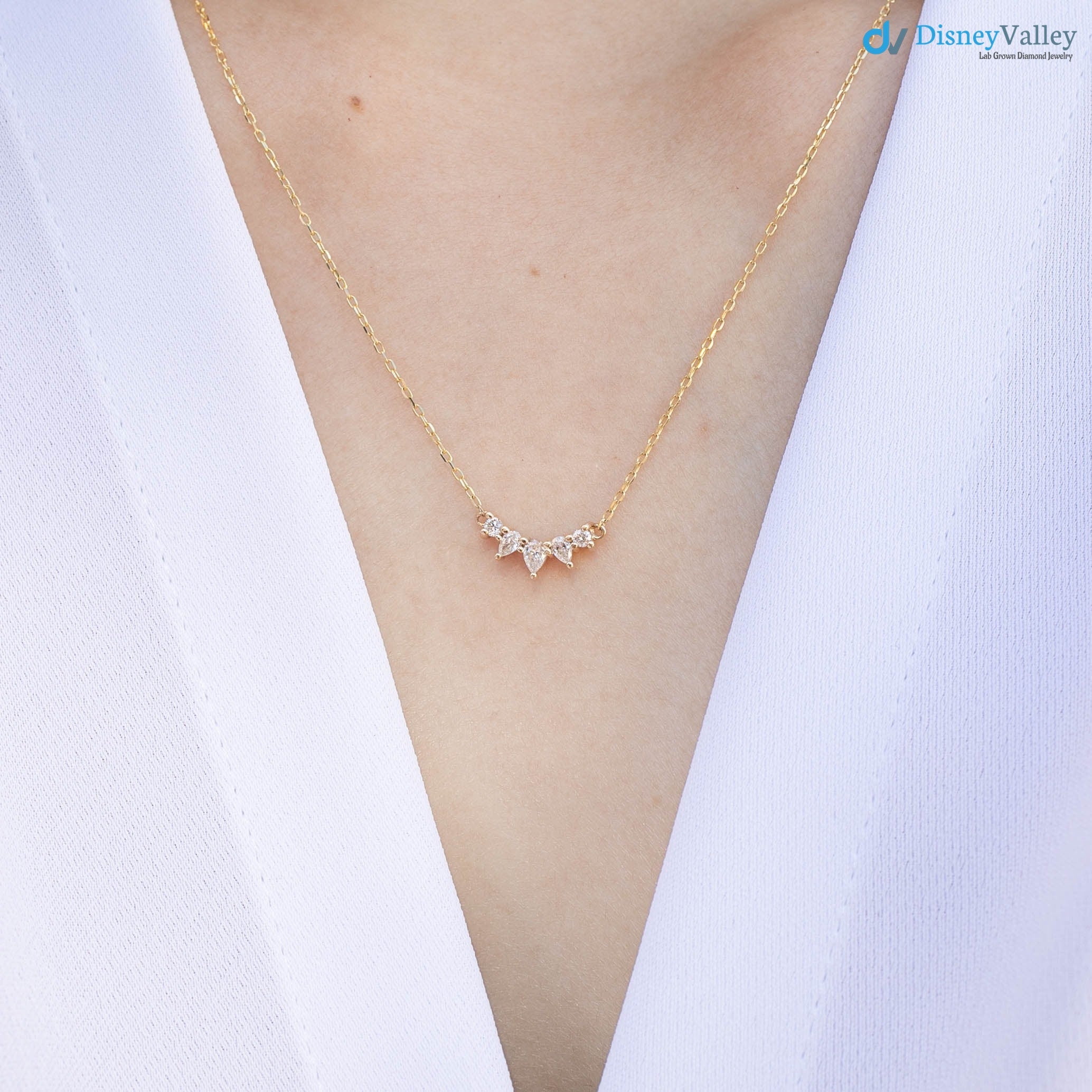 5 pear diamond Gloria Curved Diamond Necklace