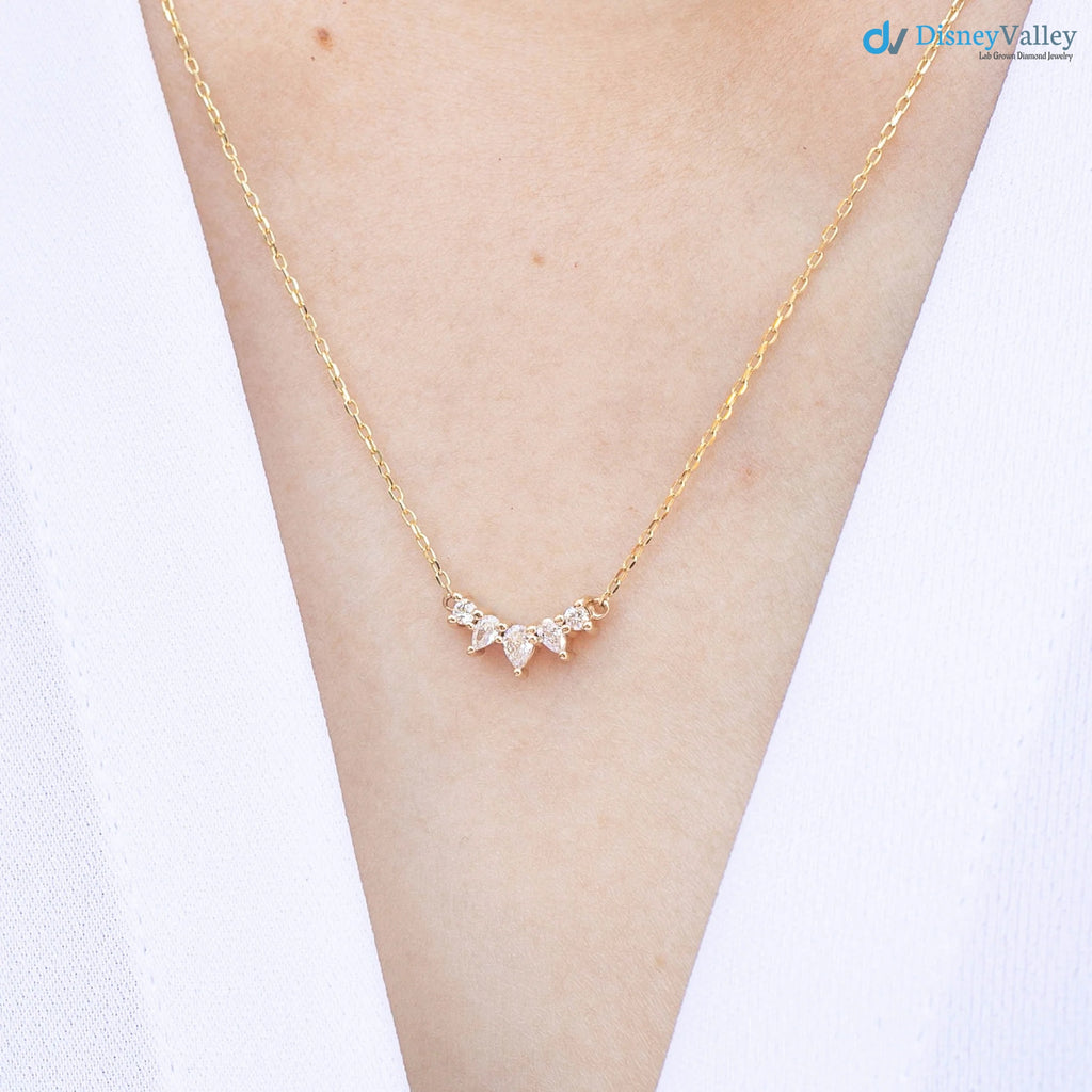 5 pear diamond Gloria Curved Diamond Necklace