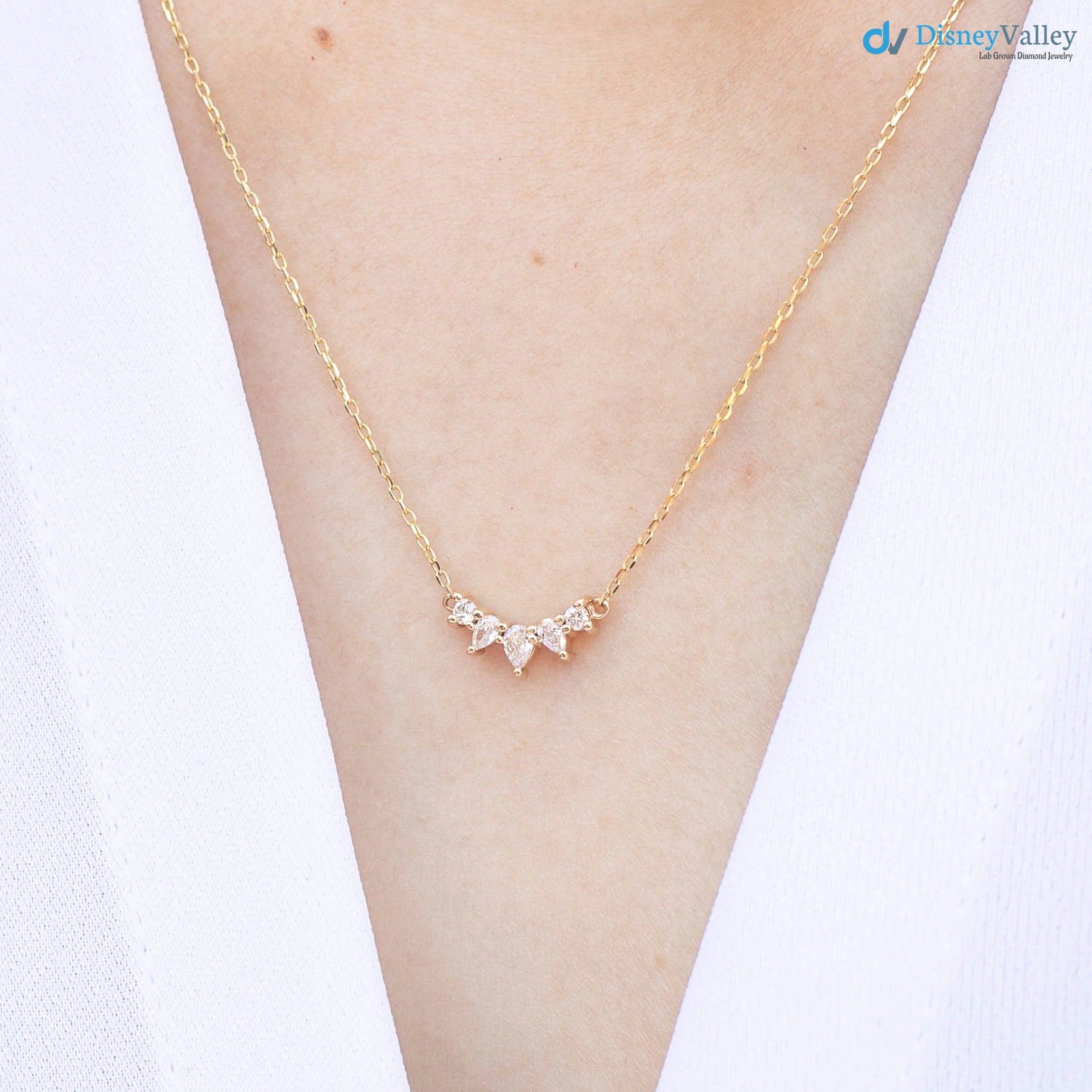 5 pear diamond Gloria Curved Diamond Necklace