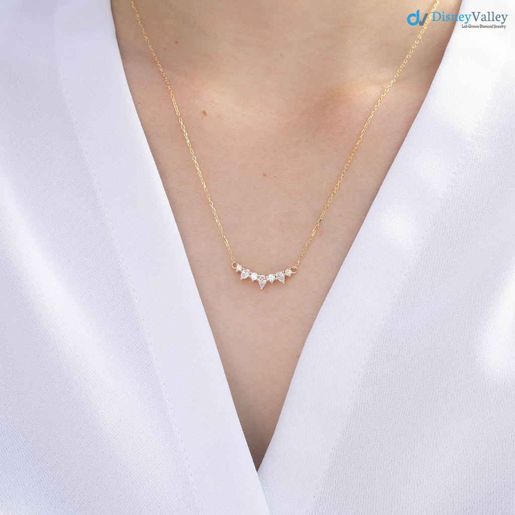 5 pear diamond Gloria Curved Diamond Necklace