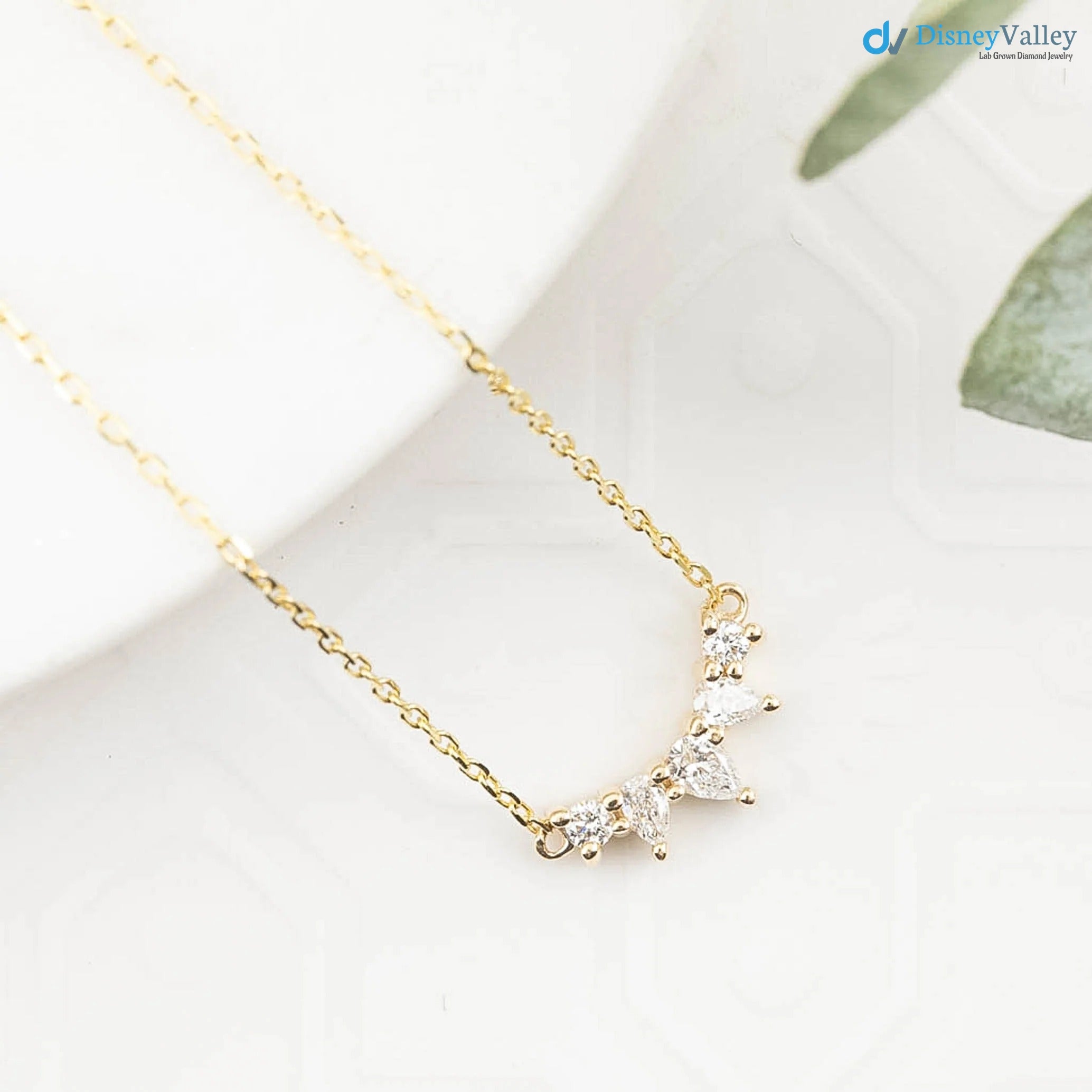 5 pear diamond Gloria Curved Diamond Necklace