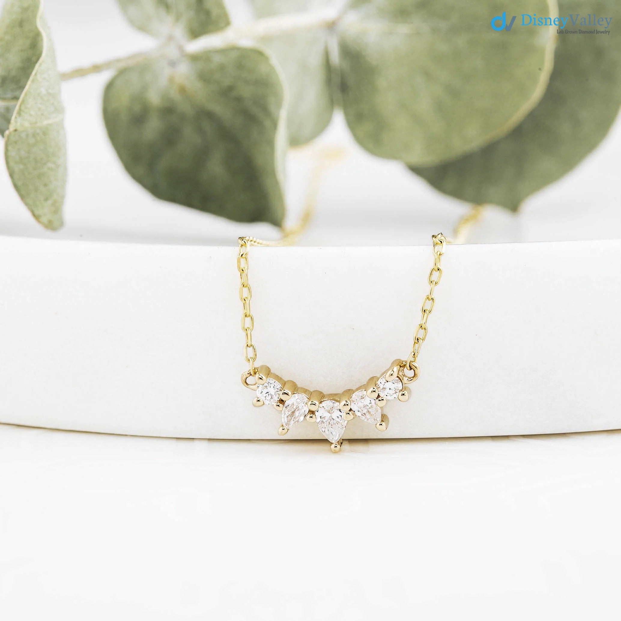 5 pear diamond Gloria Curved Diamond Necklace