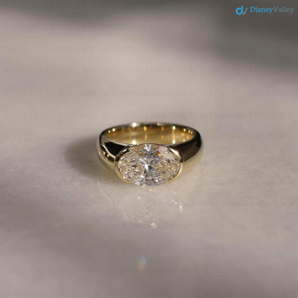 2.5 CT Oval Cut Lab Grown Diamond Ring Solid Gold engagement Ring - DisneyValley 