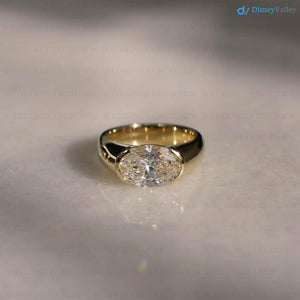 2.5 CT Oval Cut Lab Grown Diamond Ring Solid Gold engagement Ring - DisneyValley 