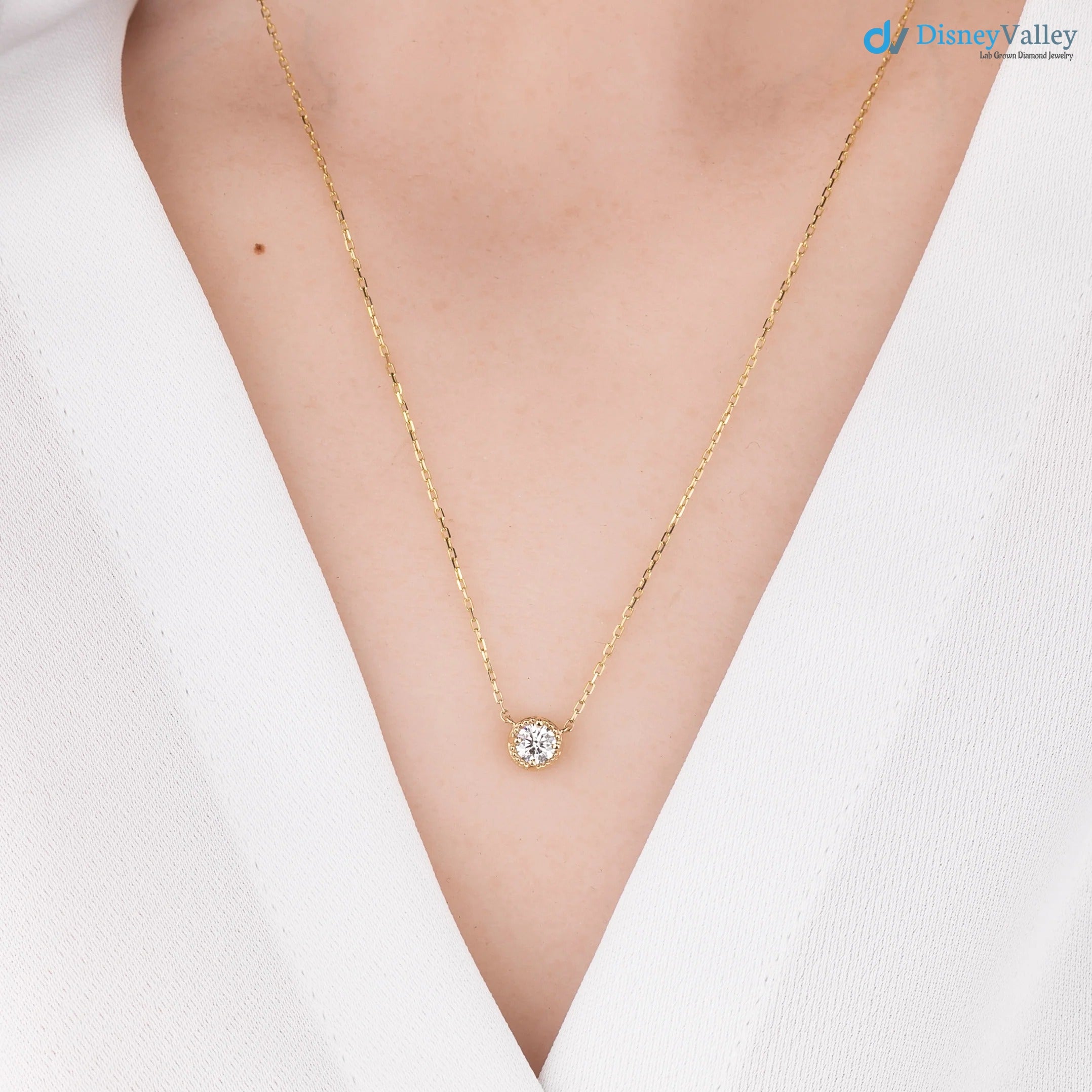 Dahlia Charm Solitaire Necklace, 0.50ct Lab Diamond Main image