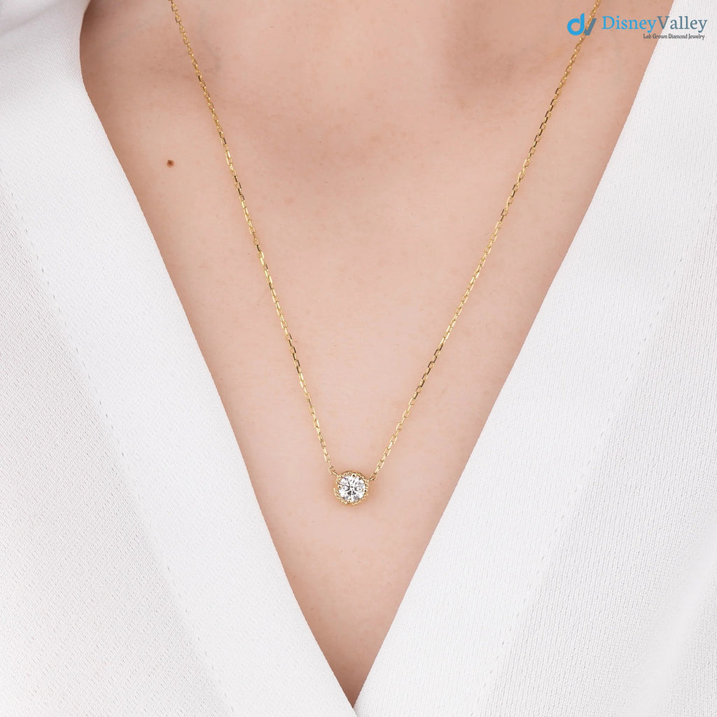 Dahlia Charm Solitaire Necklace, 0.50ct Lab Diamond