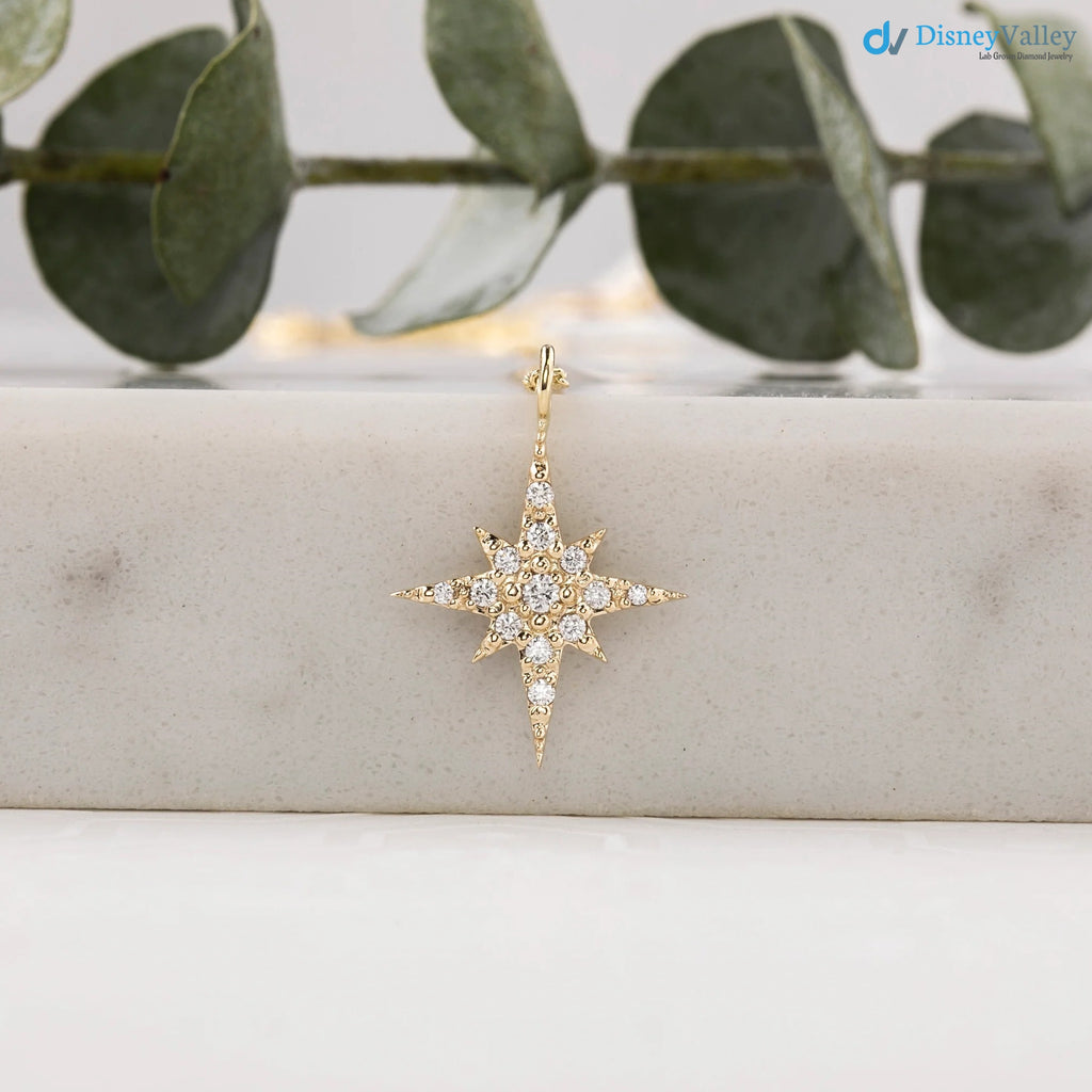 Starburst round lab grown Diamond Pave Necklace