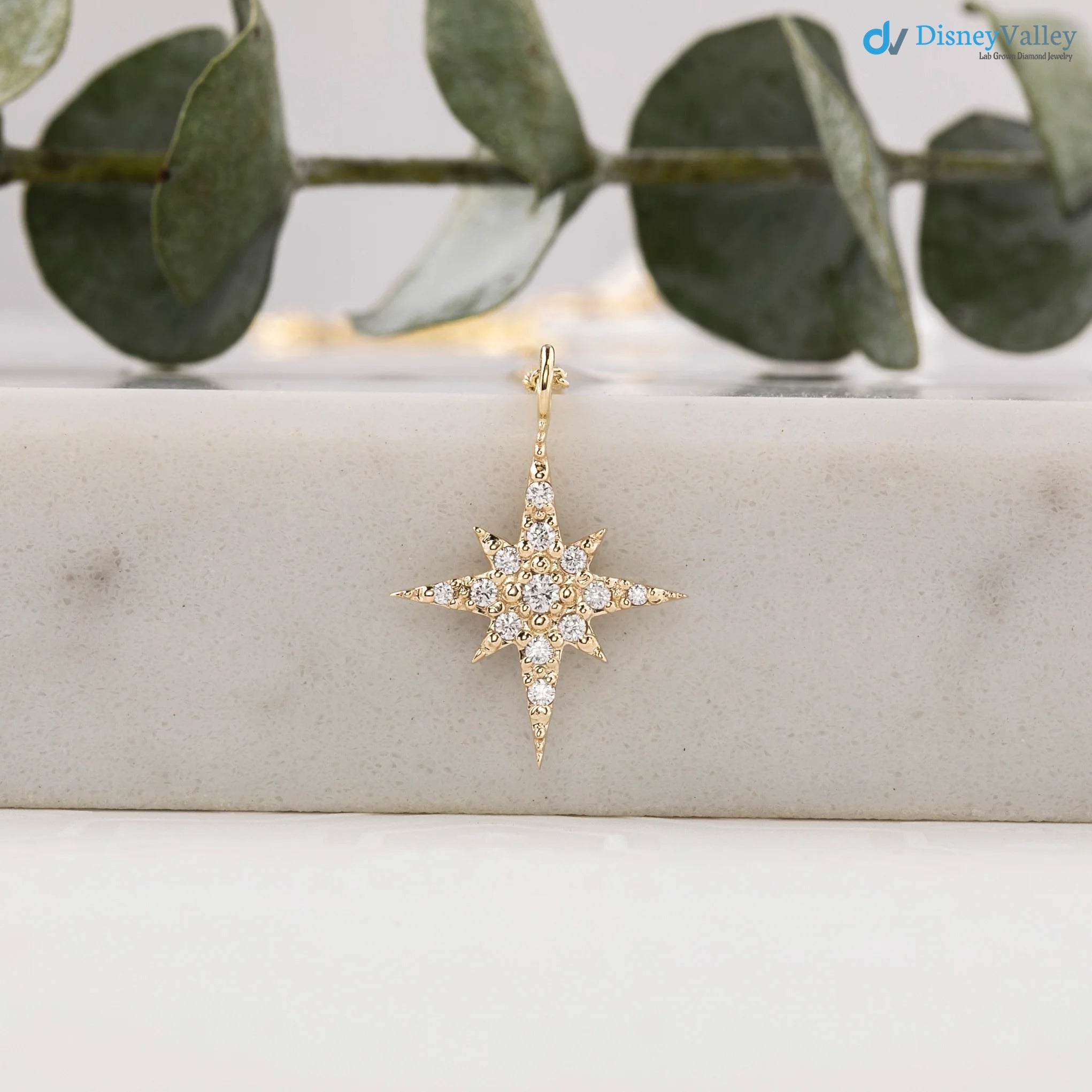Starburst round lab grown Diamond Pave Necklace