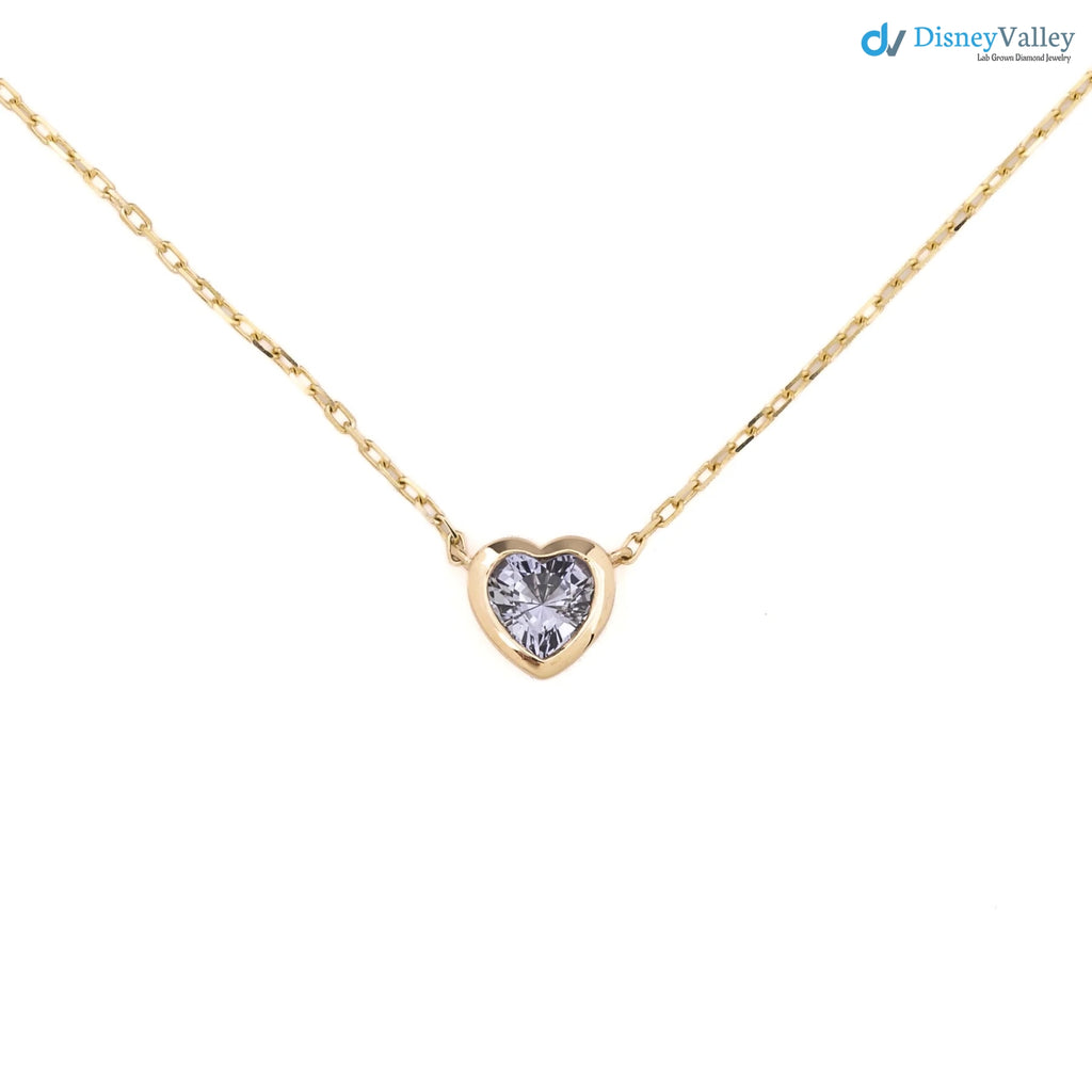 Blue Sapphire Heart diamond Necklace and cable chain