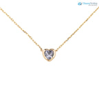 Blue Sapphire Heart diamond Necklace and cable chain
