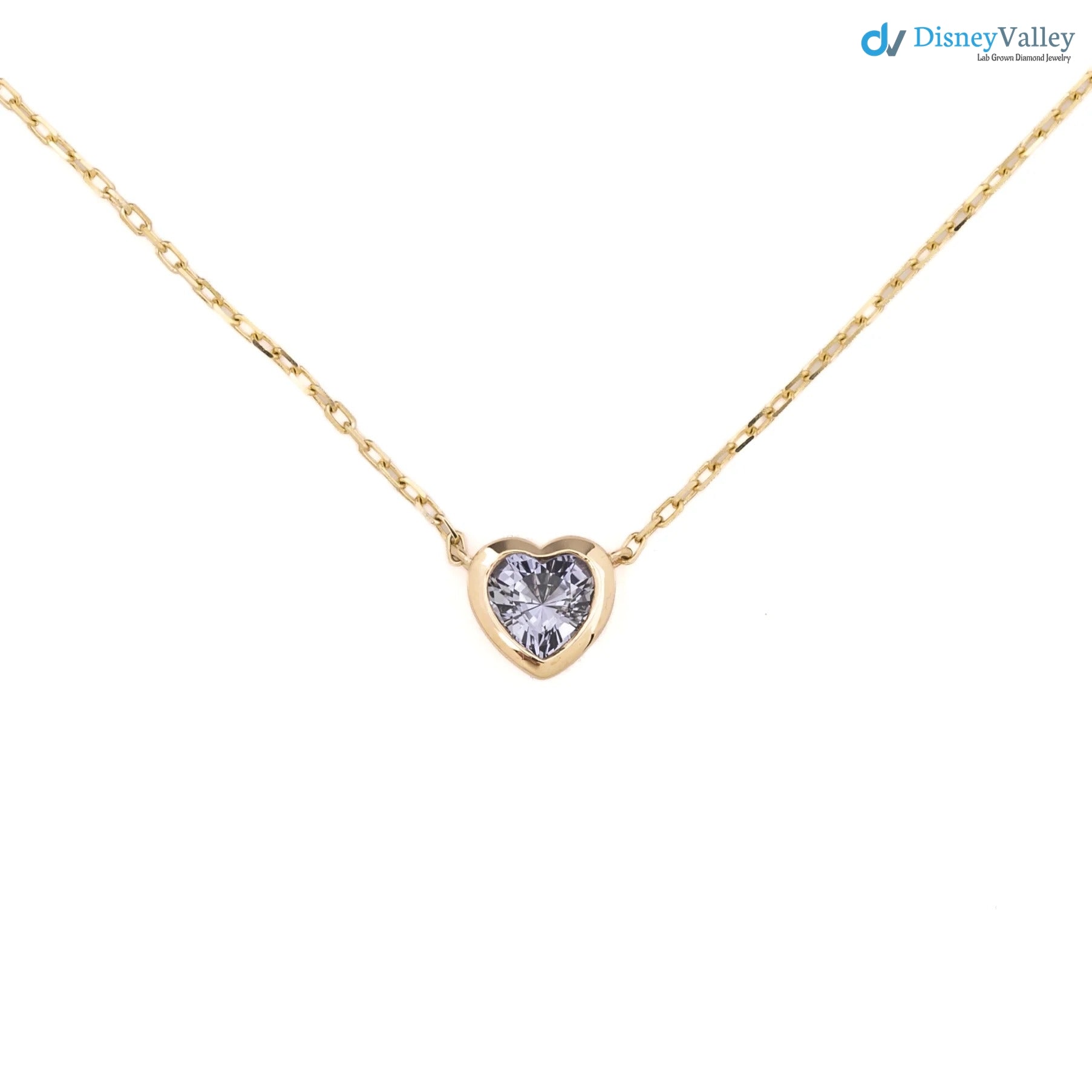Blue Sapphire Heart diamond Necklace and cable chain