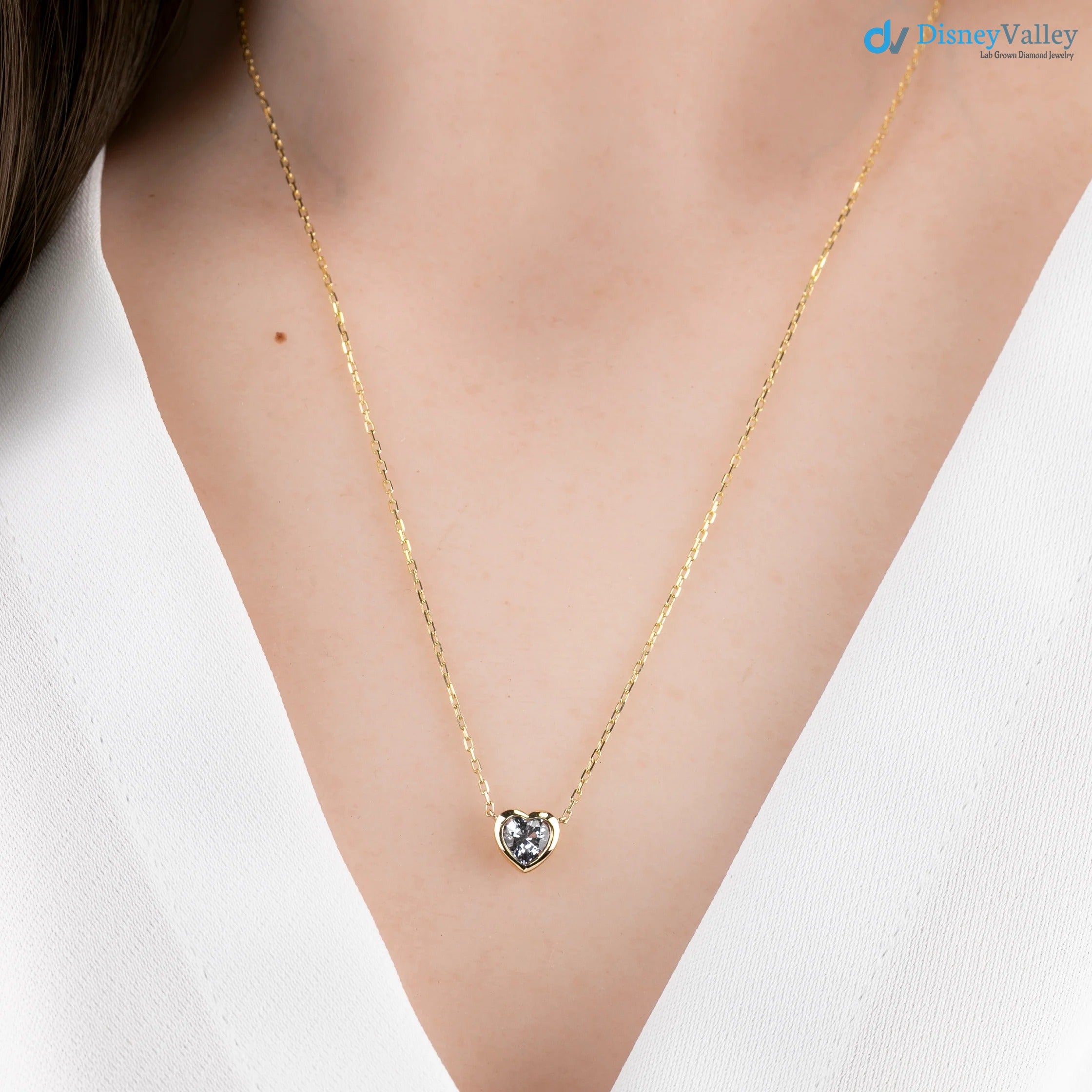 Blue Sapphire Heart diamond Necklace and cable chain