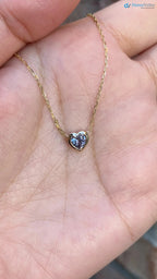 Blue Sapphire Heart diamond Necklace and cable chain