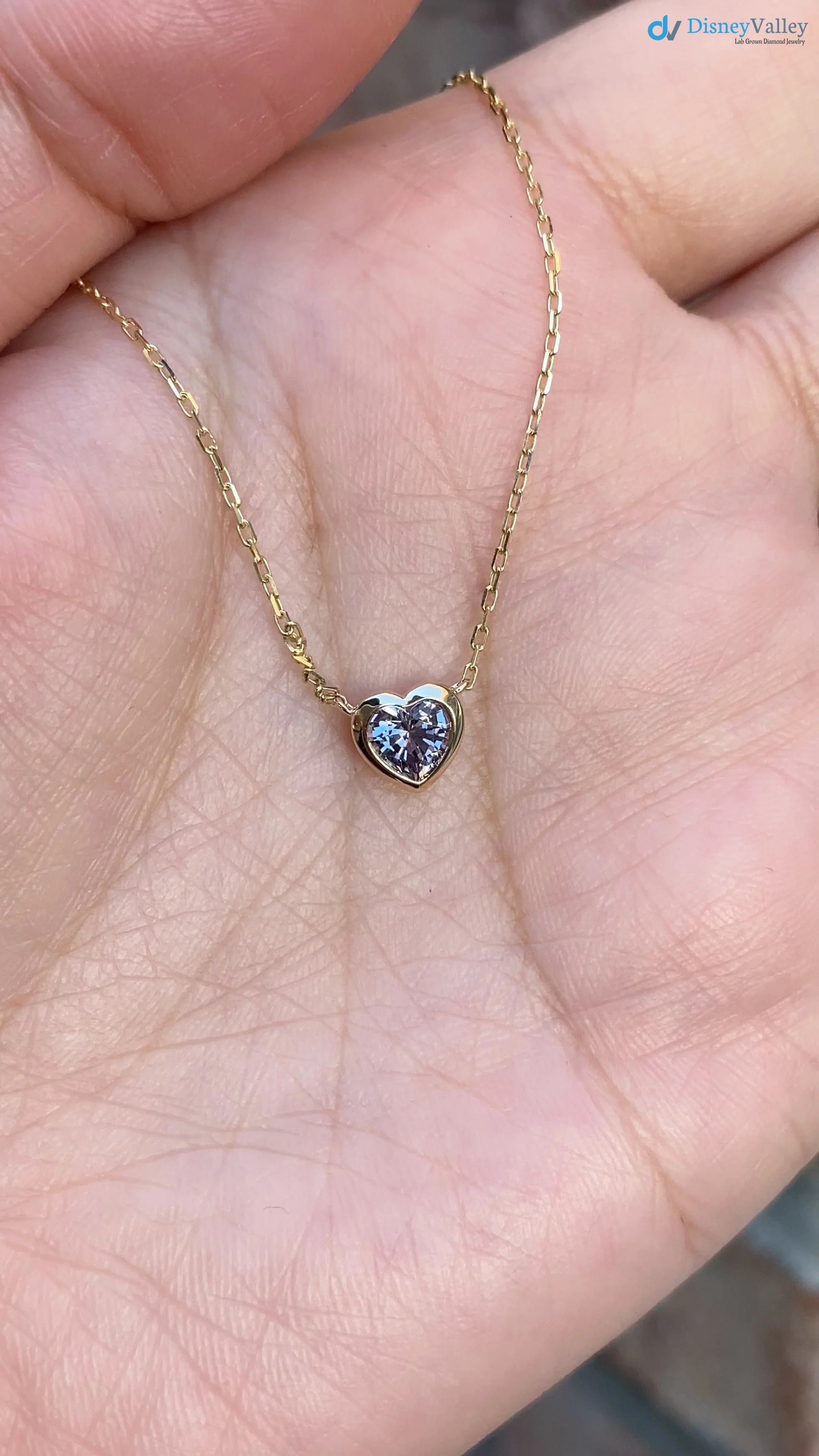 Blue Sapphire Heart diamond Necklace and cable chain