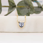 Blue Sapphire Heart diamond Necklace and cable chain