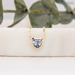 Blue Sapphire Heart diamond Necklace and cable chain