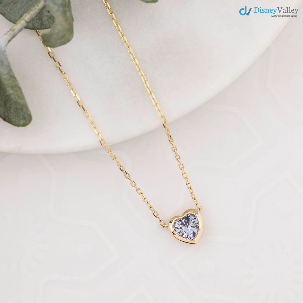 Blue Sapphire Heart diamond Necklace and cable chain