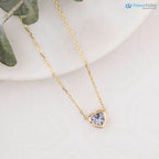 Blue Sapphire Heart diamond Necklace and cable chain
