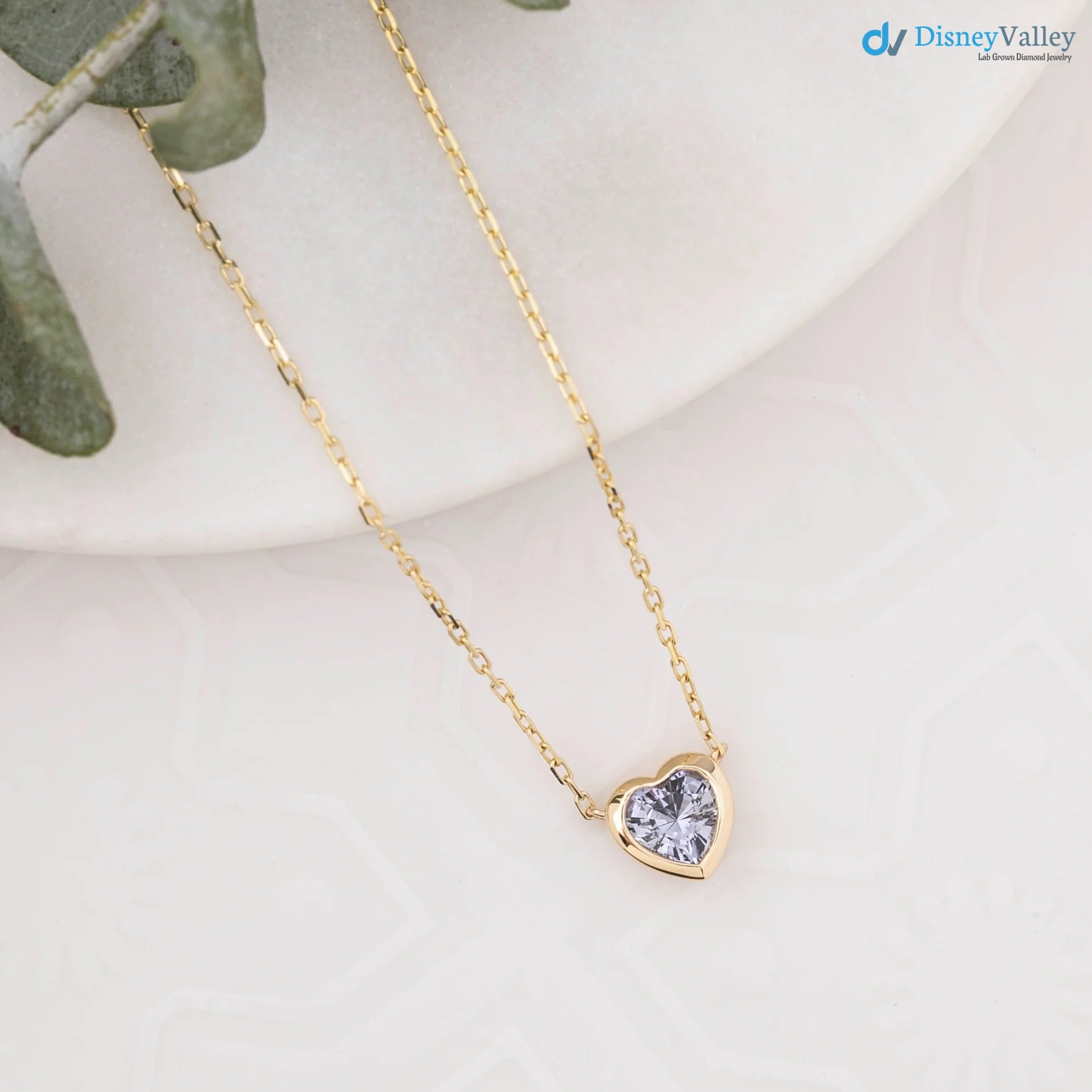 Blue Sapphire Heart diamond Necklace and cable chain