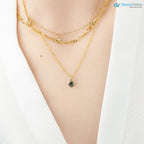 Green Sapphire Heart diamond Necklace and cable chain