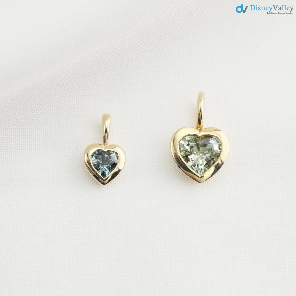 Green Sapphire Heart diamond Necklace and cable chain