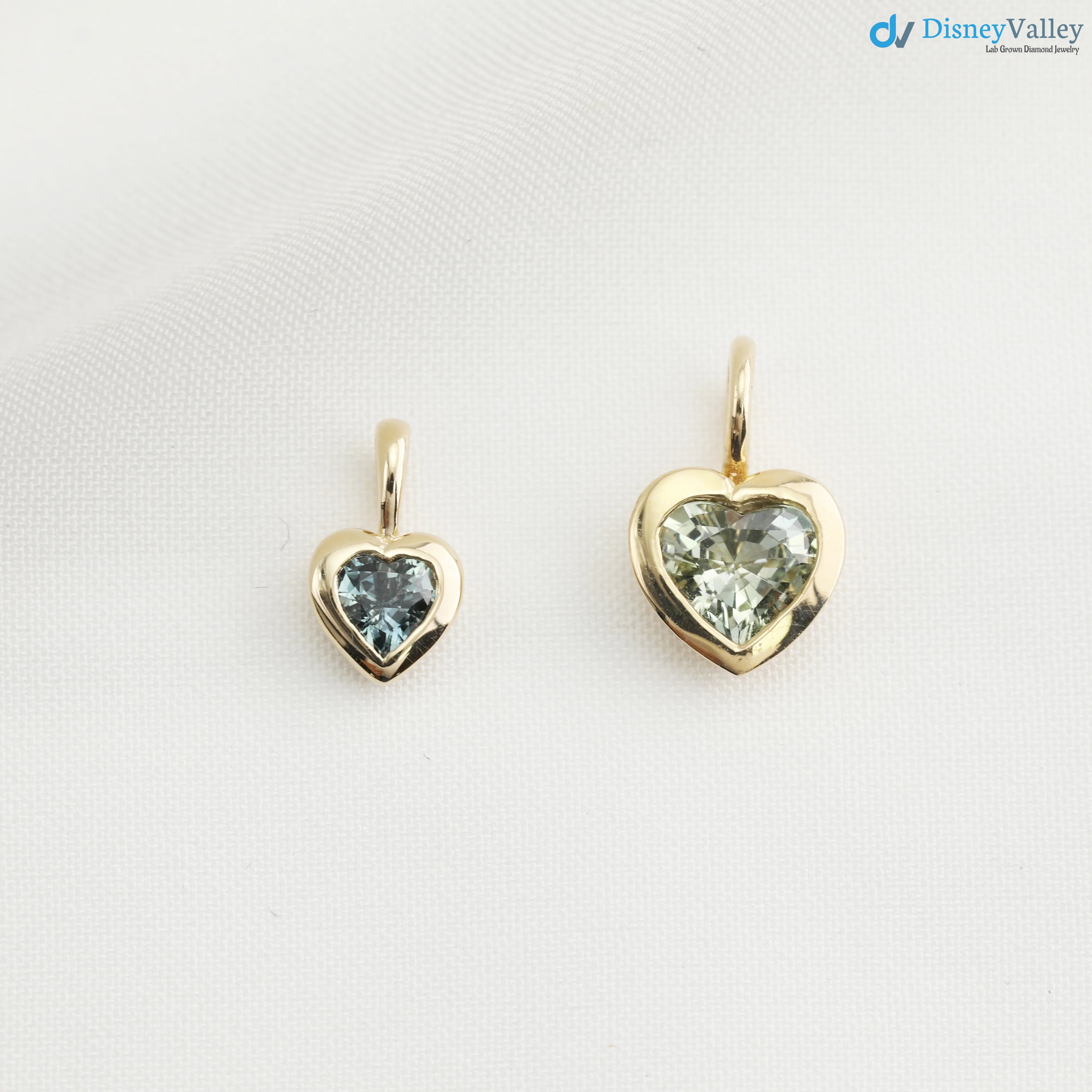 Green Sapphire Heart diamond Necklace and cable chain